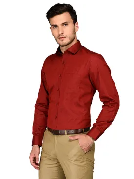 Greenfibre Maroon Regular Fit Formal Shirt