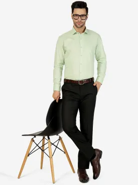 Pista Green Solid Regular Fit Formal Shirt | JadeBlue